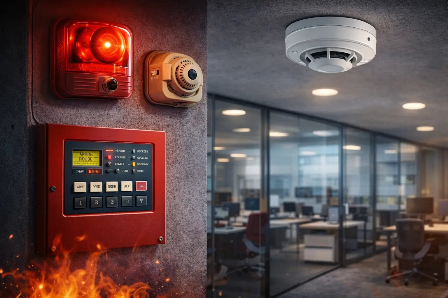 Inadequate fire alarm and smoke detection systems in commercial buildings
